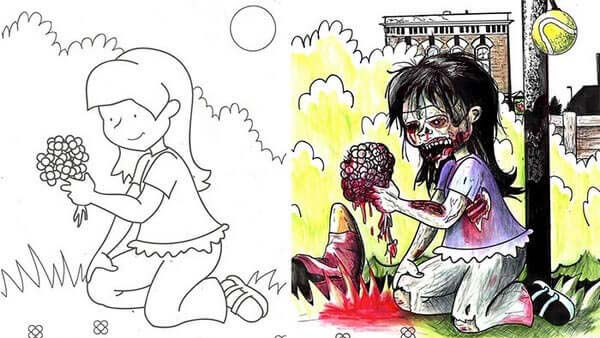omalovanky ktere vypadaji jinak creepycon darktown creepypasty děsivé obrázky horror zombie