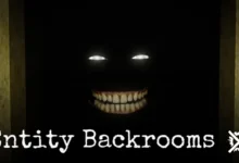 Smiler, svítící oči a široký úšklebek ve tmě chodby Backrooms