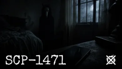 Temná silueta postavy s vlčí lebkou odražená v černé obrazovce telefonu